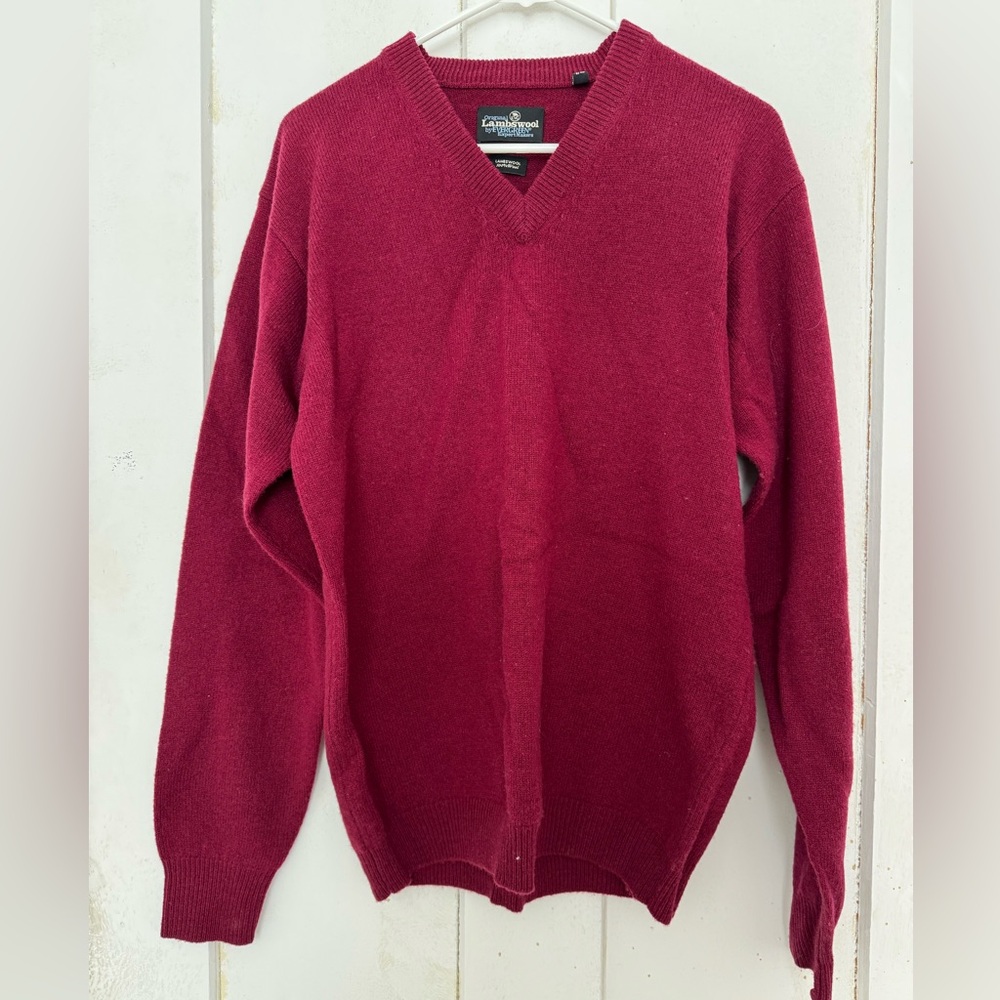 Vintage Lambswool V-Neck Sweater by Evergreen